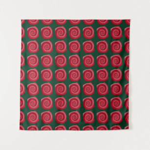 Tapete De Parede Rosas vermelhas em um plano de fundo verde abstrat