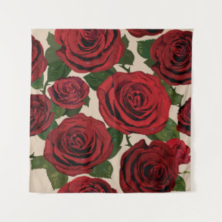 Tapete De Parede Rosas vermelhas: Fundo Floral Ininterrupto