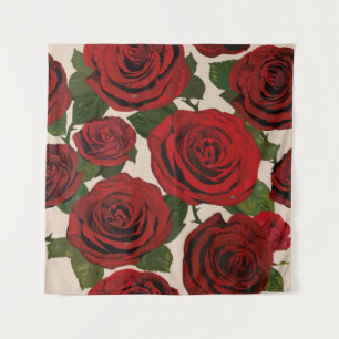 Tapete De Parede 	Rosas vermelhas. Fundo floral sem costura. 