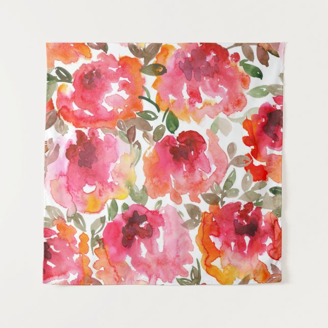 Tapete De Parede Rosas vermelhas Shabby, padrão perfeito. (Frente)