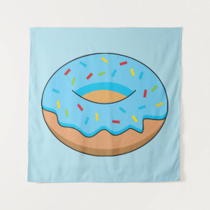 Tapete De Parede Rosquinha Fosco Azul com Cartoon Sprinkles