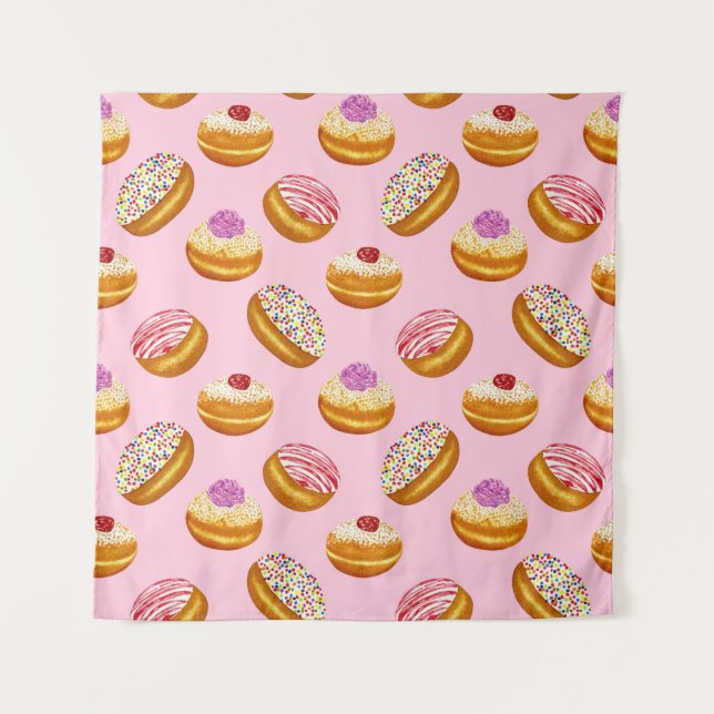 Tapete De Parede Rosquinhas Coloridas: Aquarela Desenhada À Mão (Frente)