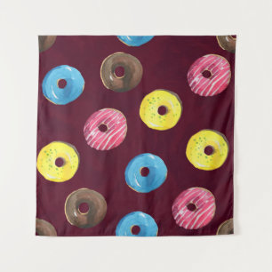 Tapete De Parede Rosquinhas Ruby: Padrão Sem Costura De Aquarela.