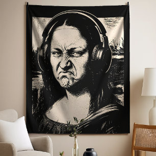 Tapete De Parede Rosto de Mona Lisa Baixo Música Engraçada Amantes