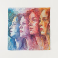 Rostos femininos - Pintura por aquarela
