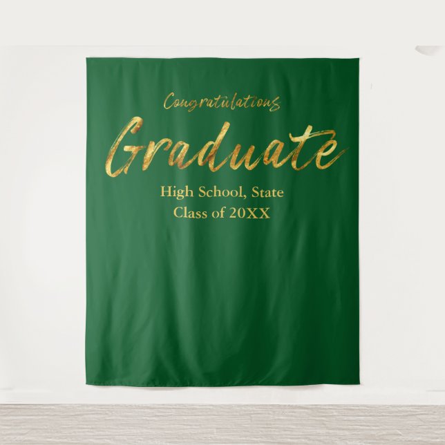 Tapete De Parede Roteiro Ouro Verde Parabéns Graduado (Frente)