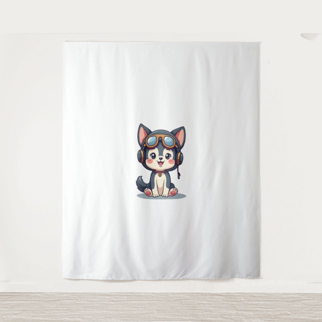 Tapete De Parede Rouco Piloto Cão Lover Malamute (Frente)