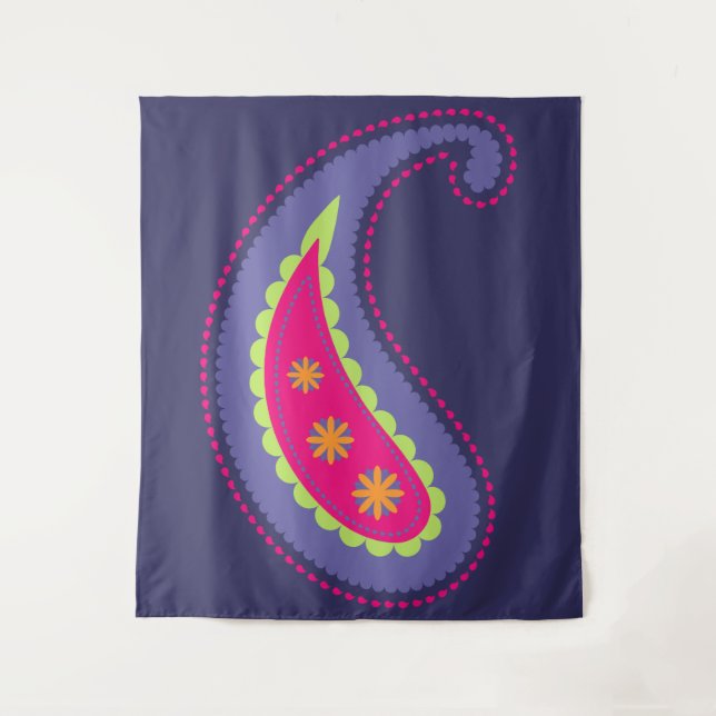 Tapete De Parede Roxo e Rosa Paisley (Frente)