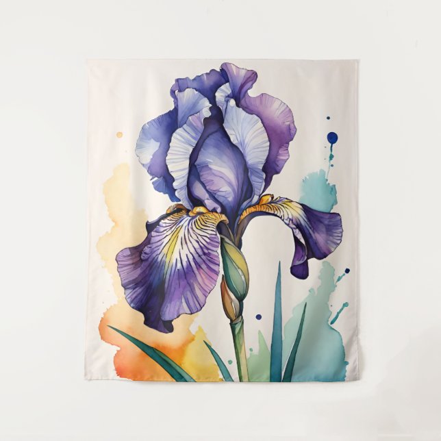 Tapete De Parede Roxo Iris Flower Bloom (Frente)