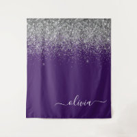 Roxo Silver Glitter Girly Glam Monograma