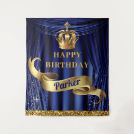 Tapete De Parede Royal Blue Dourado Prince Happy Birday