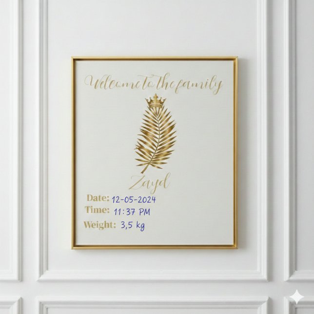 Tapete De Parede Royal Gold Palm Welcome Birth Announcement Custom  (Criador carregado)