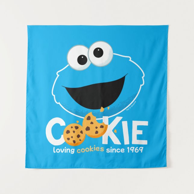 Tapete De Parede Rua Sésamo | Cookie Monster Loving Cookies (Frente)