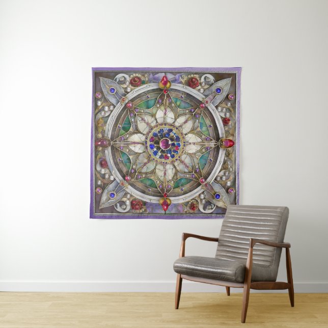 Tapete De Parede Ruby, Ametist, Sapphire e Pearl Mandala (In Situ (Horizontal))