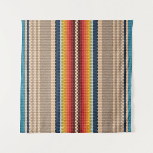 Tapete De Parede Rug Mexicano: Stripes Coloridas Sem Olhos. (Frente)