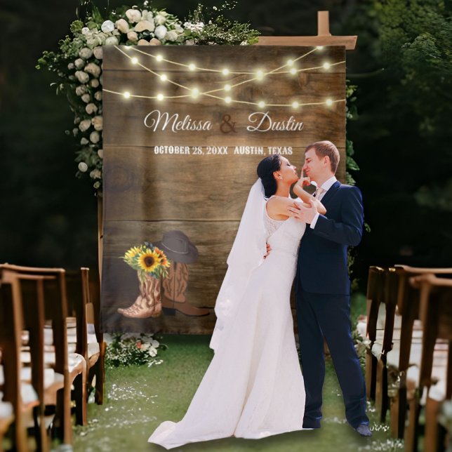 Tapete De Parede Rustic Cowboy Sunflower Western Weddrop (Rustic Cowboy Sunflower Western Wedding Backdrop)