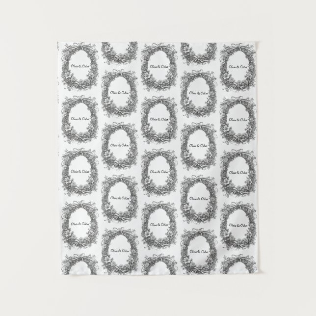 Tapete De Parede Rustic Floral Wreath Wedding, (Frente)