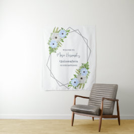 Tapete De Parede Rustic Light Blue and White Floral Quinceañera