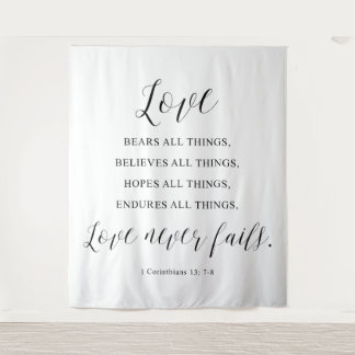 Tapete De Parede Rustic “Love Never Fails” Wedding  Backdrop