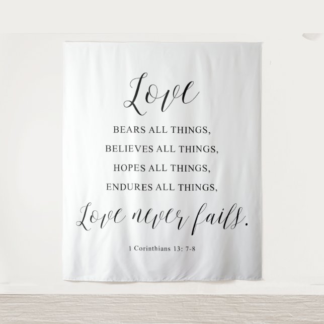 Tapete De Parede Rustic “Love Never Fails” Wedding  Backdrop (Frente)