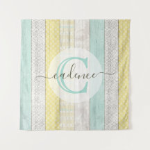 Rustic Mint & Yellow Boho Geo Modern Personalizado