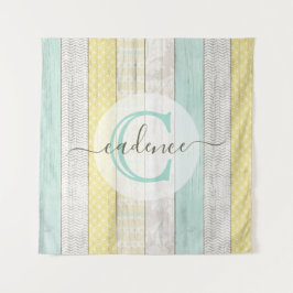 Tapete De Parede Rustic Mint & Yellow Boho Geo Modern Personalizado
