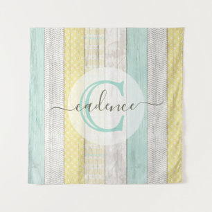Tapete De Parede Rustic Mint & Yellow Boho Geo Modern Personalizado