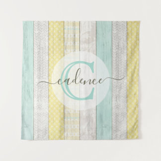 Tapete De Parede Rustic Mint & Yellow Boho Geo Modern Personalizado
