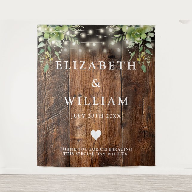 Tapete De Parede Rustic Wood String Luz verde Foto Fundo (Frente)