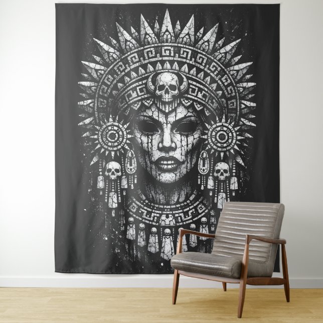 Tapete De Parede Sacerdotisa Coroada com Caveira — por BurnsInHell (In Situ)