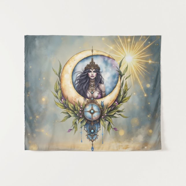 Tapete De Parede Sacerdotisa da Lua – Guardiã do Equilíbrio Celesti (Frente (Horizontal))