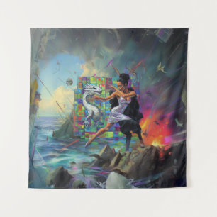 Tapete De Parede Sacerdotisa do Vestido de Prata oculta Arte AI Esc