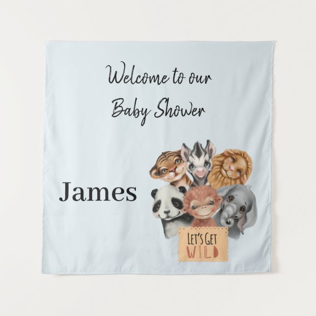 Tapete De Parede Safari - chá de fraldas fardado (Frente)