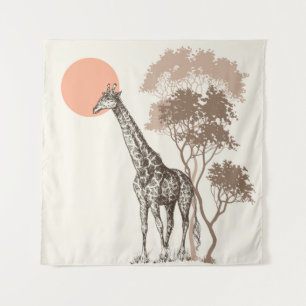 Tapete De Parede Safari Sunset Giraffe Nature Scenery