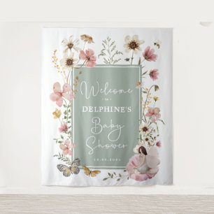 Tapete De Parede Sage Blush Fairy Wildflower Chá de fraldas Welcome