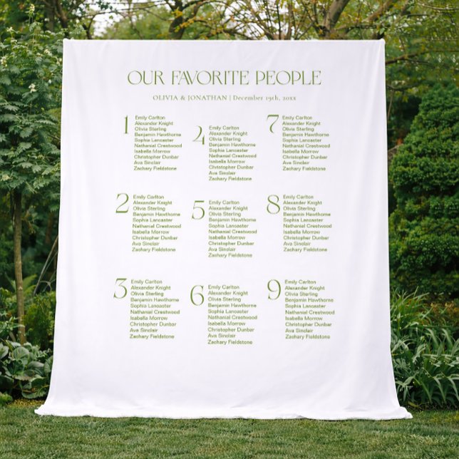 Tapete De Parede Sage Green Fabric Wedding Seating Chart (Criador carregado)