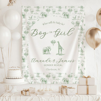 Tapete De Parede Sage Green Gender Revelar Banner Safari Toile