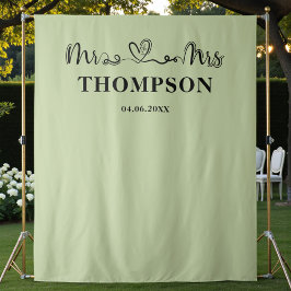 Tapete De Parede Sage Green | Mr and Mrs Elegant Simple Backdrop