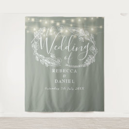 Tapete De Parede Sage Green String Luz Foto De Casamento