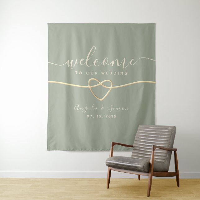 Tapete De Parede Sage Green Wedding Backdrop (In Situ)