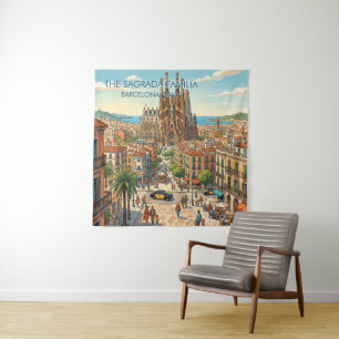 Tapete De Parede Sagrada Familia Barcelona Espanha Viagem Arte Vint