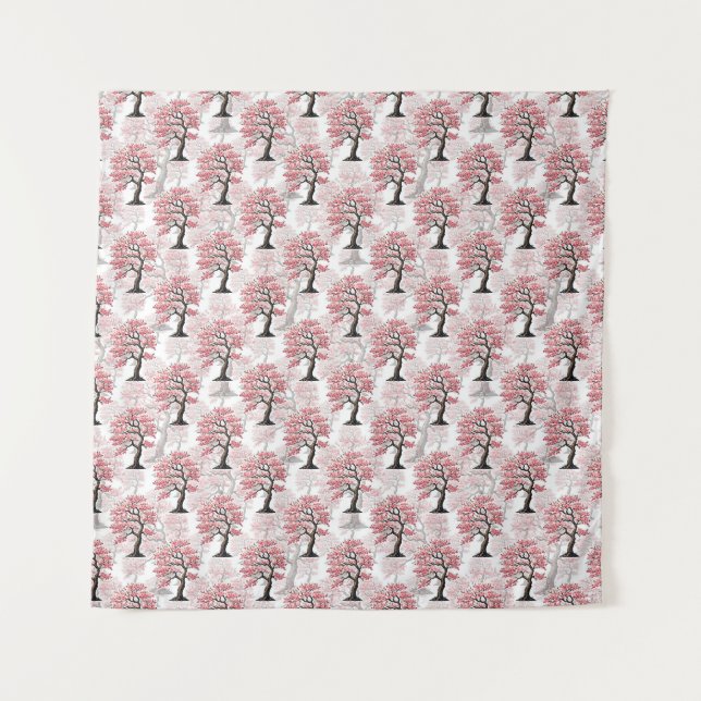 Tapete De Parede Sakura Pink Chersom Tree Design (Frente)