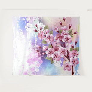 Tapete De Parede Sakura rosa no fundo da pintura