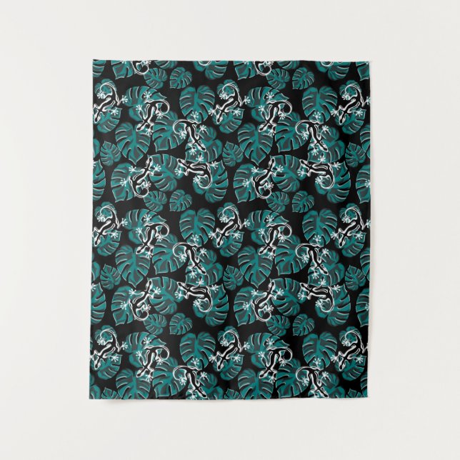 Tapete De Parede Salamander e Green Leaf Pattern (Frente)