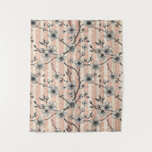 Tapete De Parede Salsicha Elegante do Blossom - Rosa e Branco