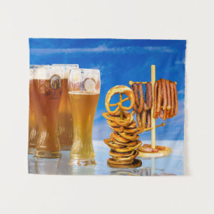 Tapete De Parede Salsicha, Pretzels e Cerveja