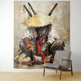 Tapete De Parede Samurai Descansando Espátula Laranja Impasto