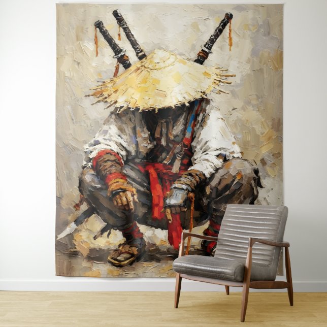 Tapete De Parede Samurai Resting Palette Knife Orange Impasto (In Situ)