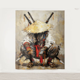 Tapete De Parede Samurai Resting Palette Knife Orange Impasto