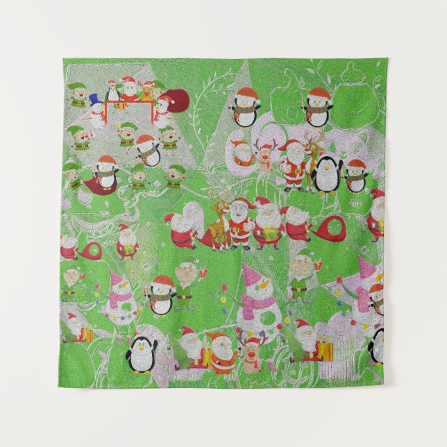 Tapete De Parede Santa Magical Green New Year  (Frente)